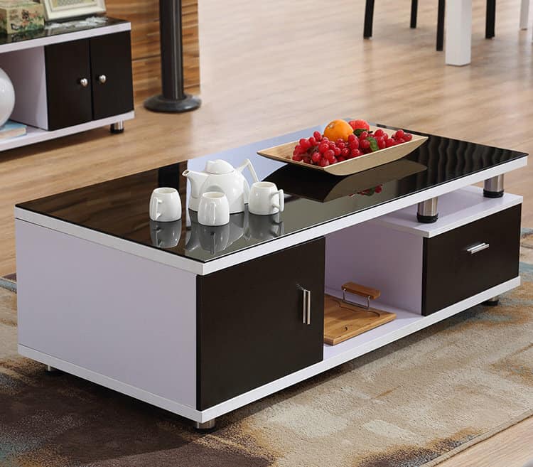 Modern TV Stand/Coffee Table – Black + White