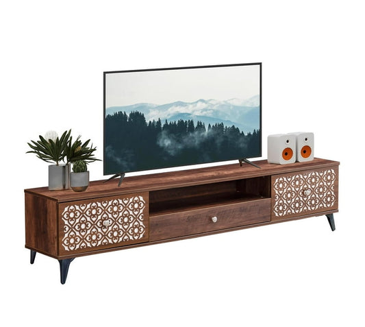 TV Stand Media Console Wood Table with 3 Storage Drawers