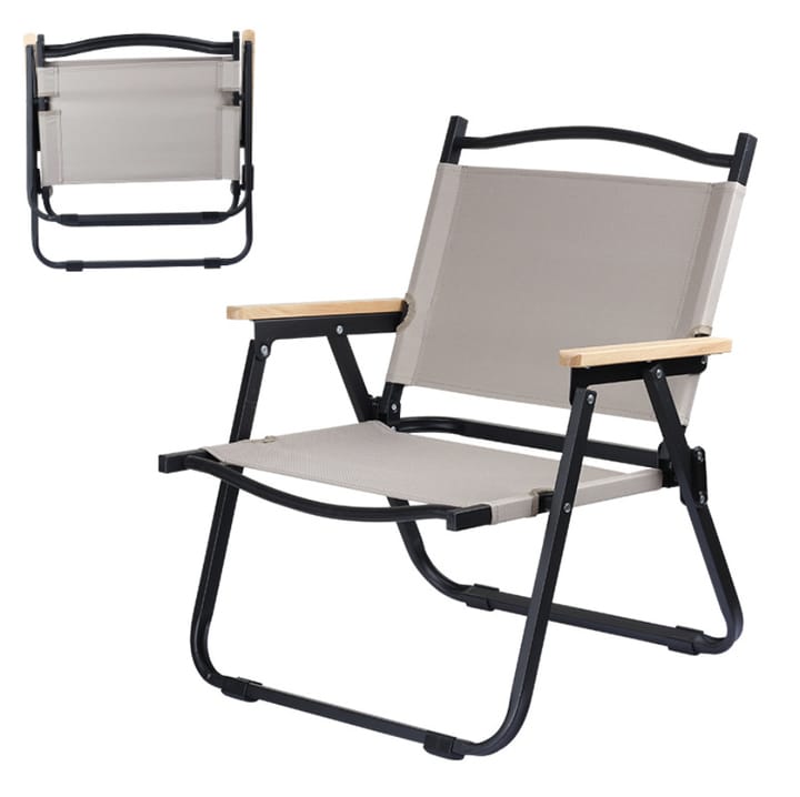 Portable Foldable Camping Kermit Chair For Outdoor Picnic With A Wooden Pattern And An Aluminum Frame