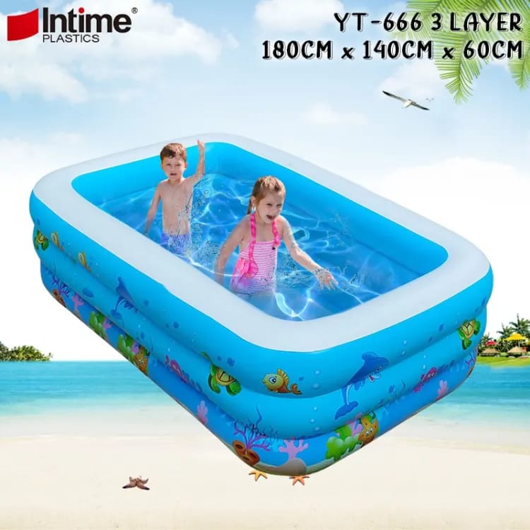 3 Layer Extra Large Rectangular Kids Swimming Pool