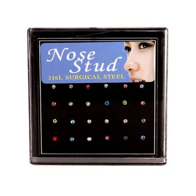 24 Pack Stainless Steel Nose Studs