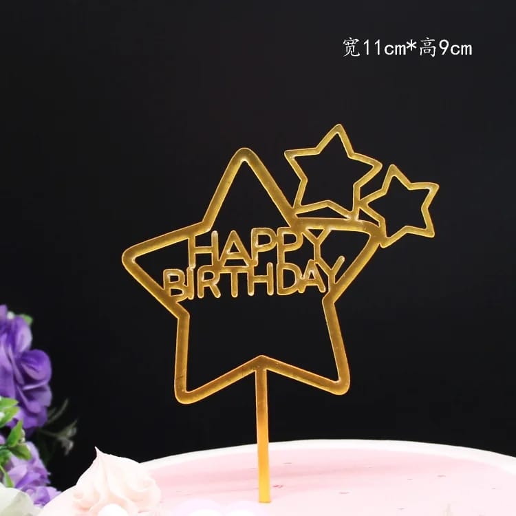 Rose Gold Happy Birthday Cake Topper