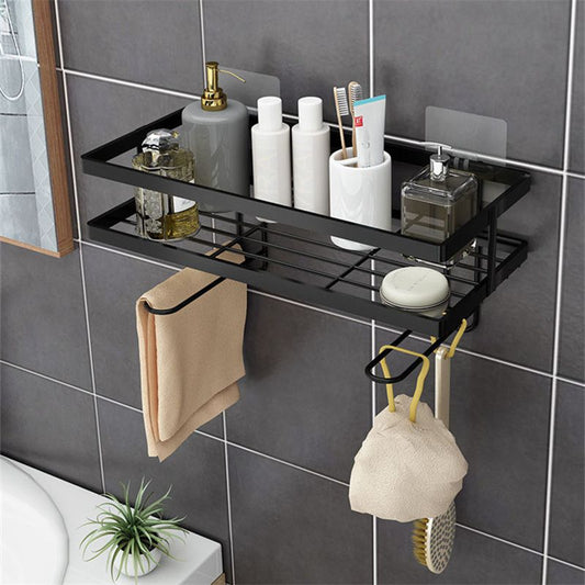 Punch-Free Carbon Steel Wall Mount Toilet Storage Rack  Bathroom Organizer