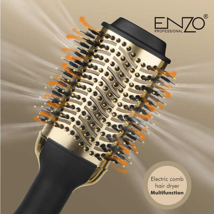 ENZO Electric styling Comb One Step Blow Dryer Volumize Hot Air Brush Professional Hair Straighten Brush Salon Blow Dryer Brush