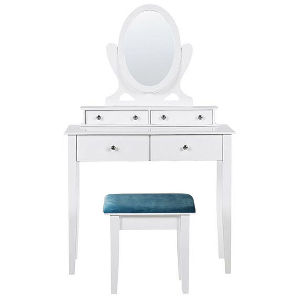 Dressing Table Set with Mirror 4 Drawers Makeup Desk Chair