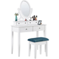 Dressing Table Set with Mirror 4 Drawers Makeup Desk Chair