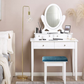 Dressing Table Set with Mirror 4 Drawers Makeup Desk Chair