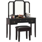 Dressing Table Stool Set with Mirror Makeup Vanity Desk Chair