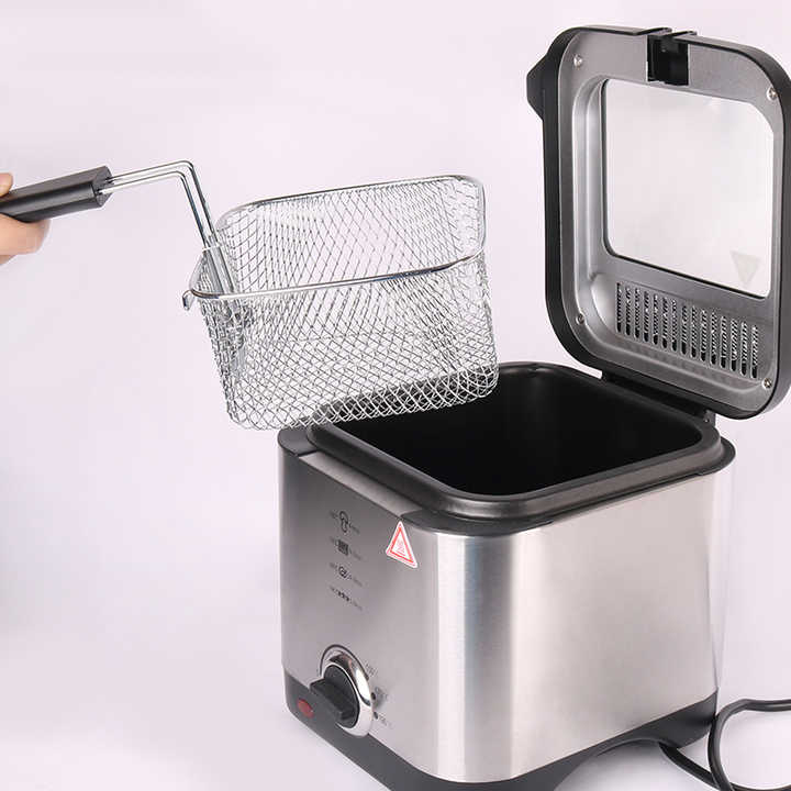 ENZO Kitchen Household 1.5L Detachable Oil Container Commercial Viewable Window Stainless Steel Electric Deep Fryer