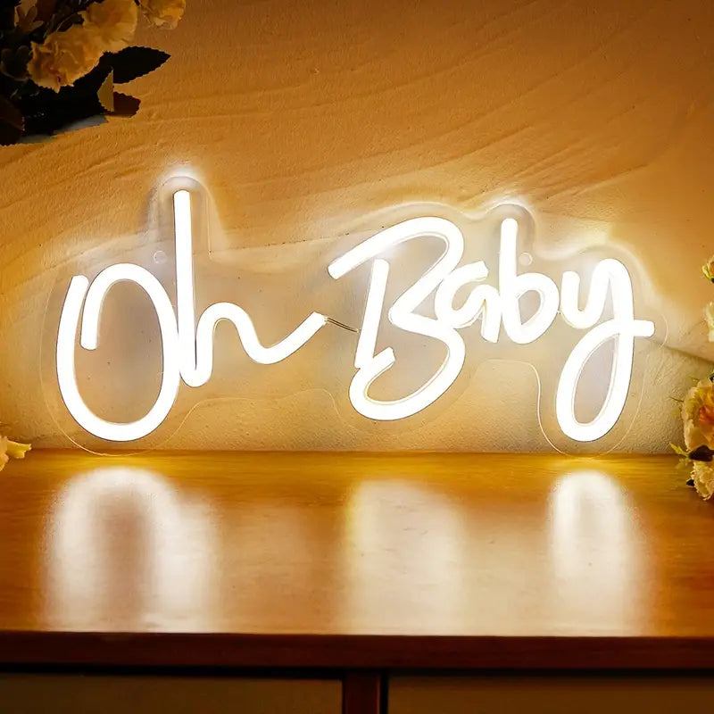 1pc LED Neon Sign Oh Baby Letter Night Lights