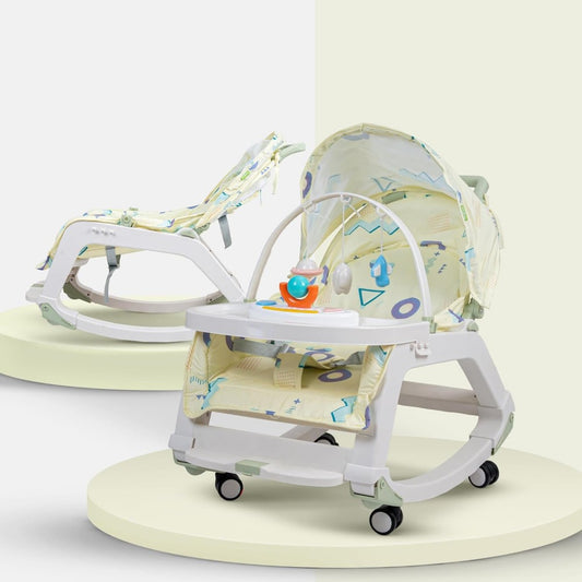 Rocking Chair for Kids with Multi Position Recline, Hanging Toys & Music Each