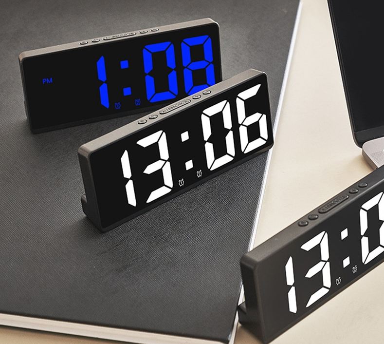 Slim Line Alarm Clock With USB DC Cable-Black