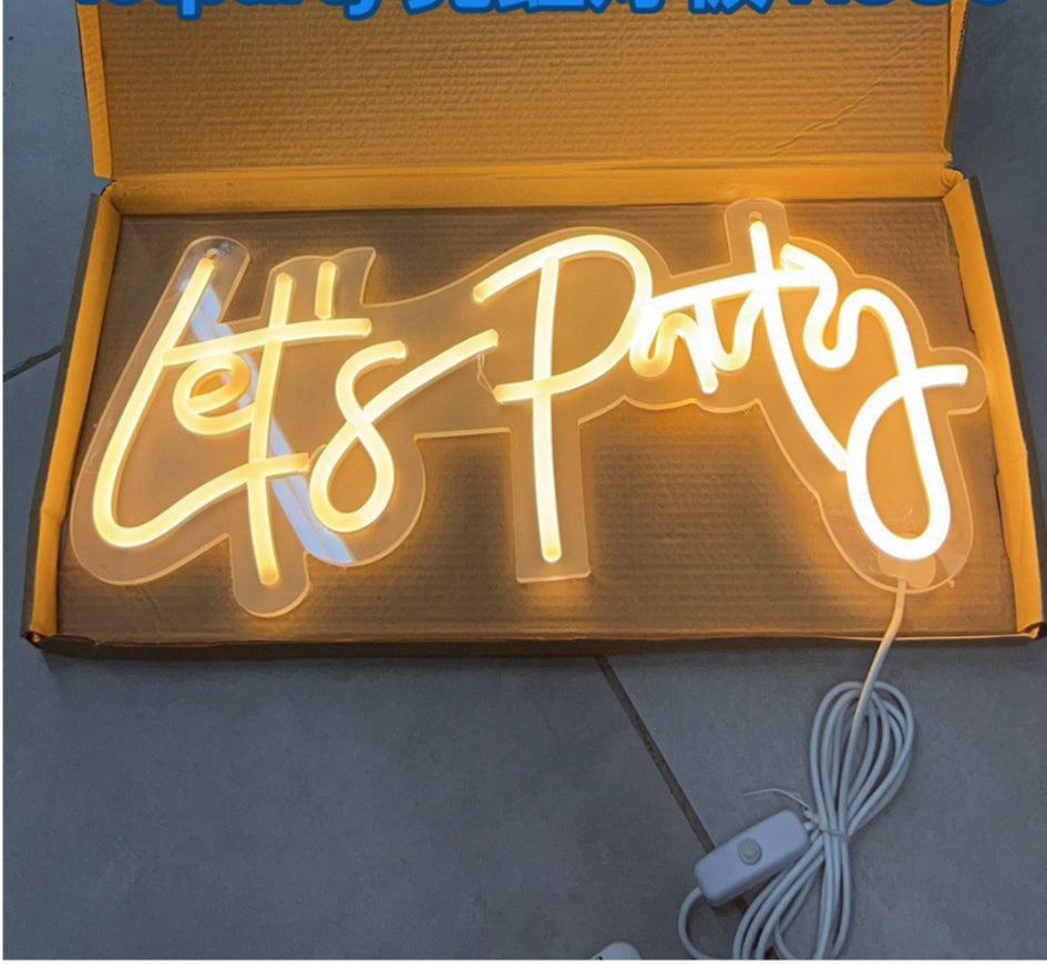 “Let’s Party” LED Neon Signs Hello Reusable