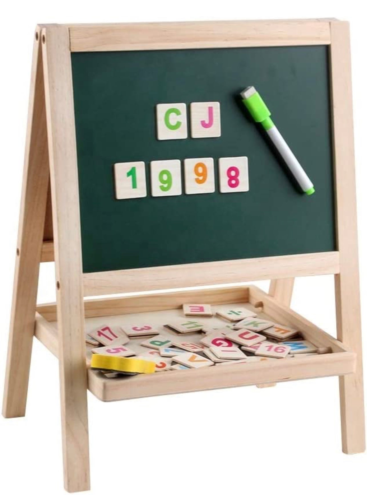 Double Sided Small Drawing Board , Chalkboard Adjustable Standing Easel Holder for Kids