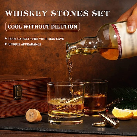 2 Metal Ice Cups & Bullet Chillers - Whiskey Bullets Stainless