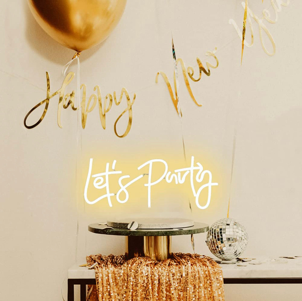 “Let’s Party” LED Neon Signs Hello Reusable