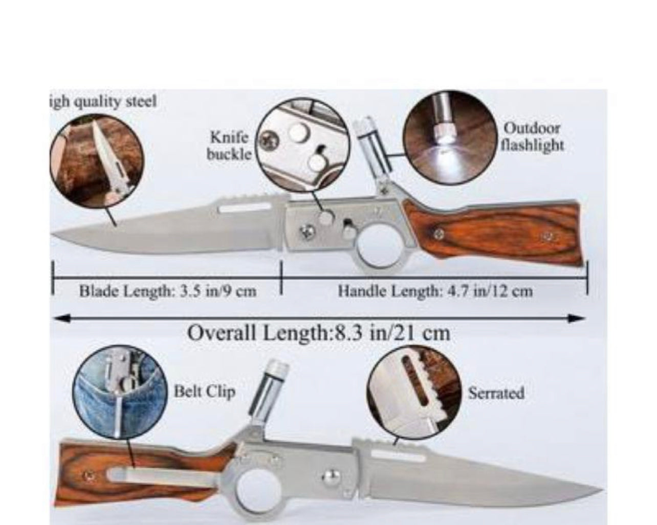 Rifle-Shaped Folding Knife with LED Light and Carrying Case