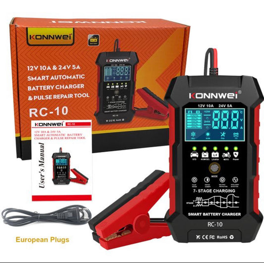 KONNWEI RC-10 2 inch Car Battery Charger Battery Pulse Repair Tool, Plug Type:EU Plug