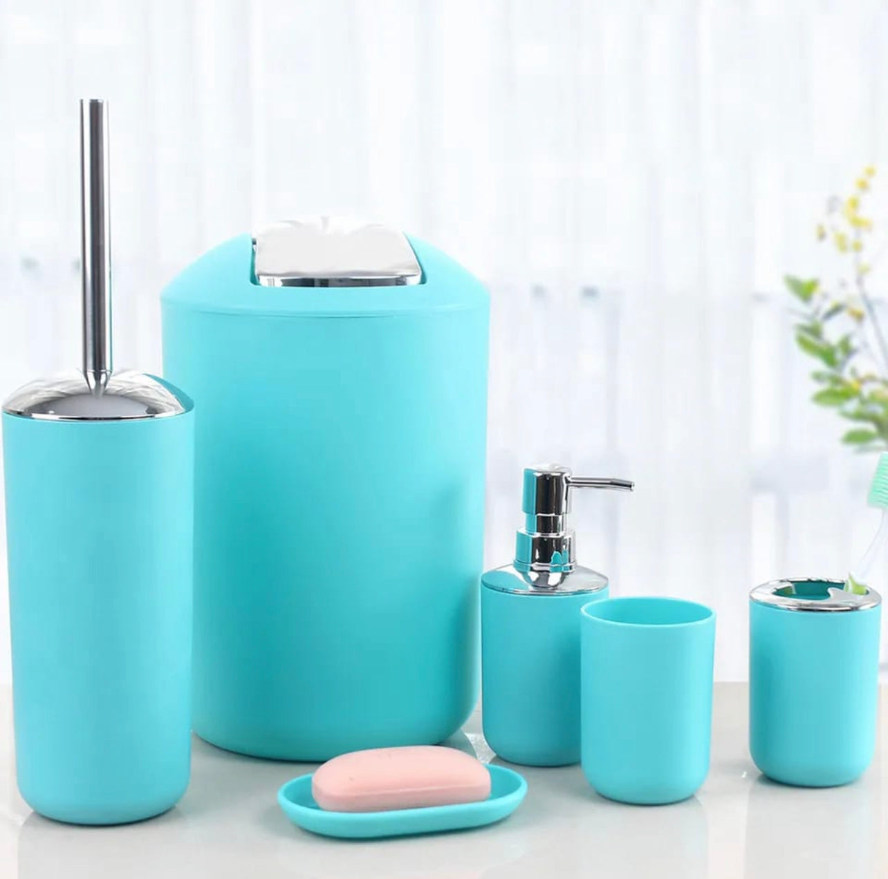 Bathroom Accessories Set Soap Dispenser Toilet Brush Holder for Bathroom 6pc