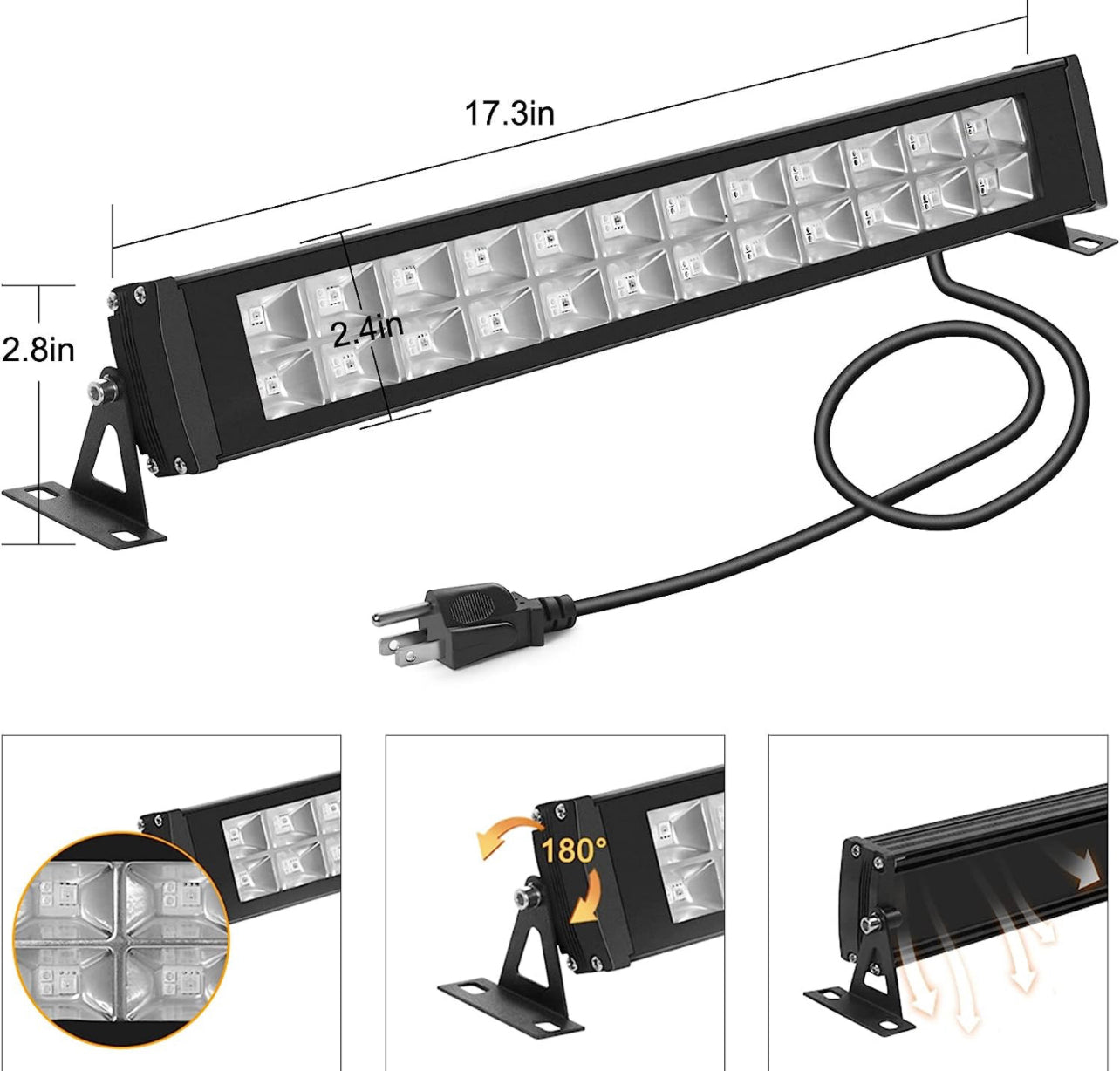 48W LED Black Light Bars, Outdoor Color Changing RGB