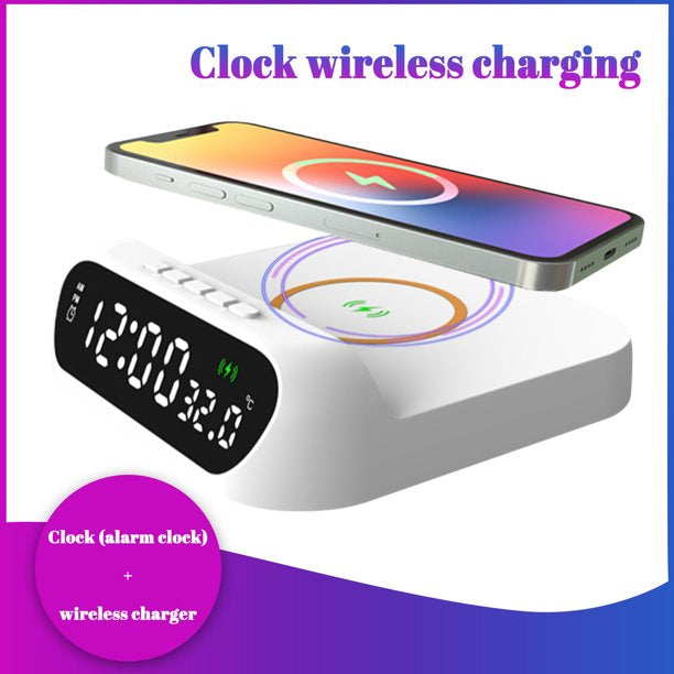 3 In-1 15W Wireless Charger Clock LED Digital Display Alarm Clock Temperature Display Wireless Charging Bracket