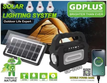 Solar Light Kit - GD-8080 Outdoor Solar Lighting System - 3 Bulb GD-8080 LED Solar Light Kit