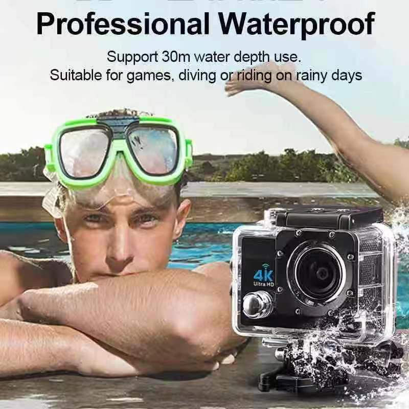 4K Ultra HD Sports 30M Water Resistant Camera - Black