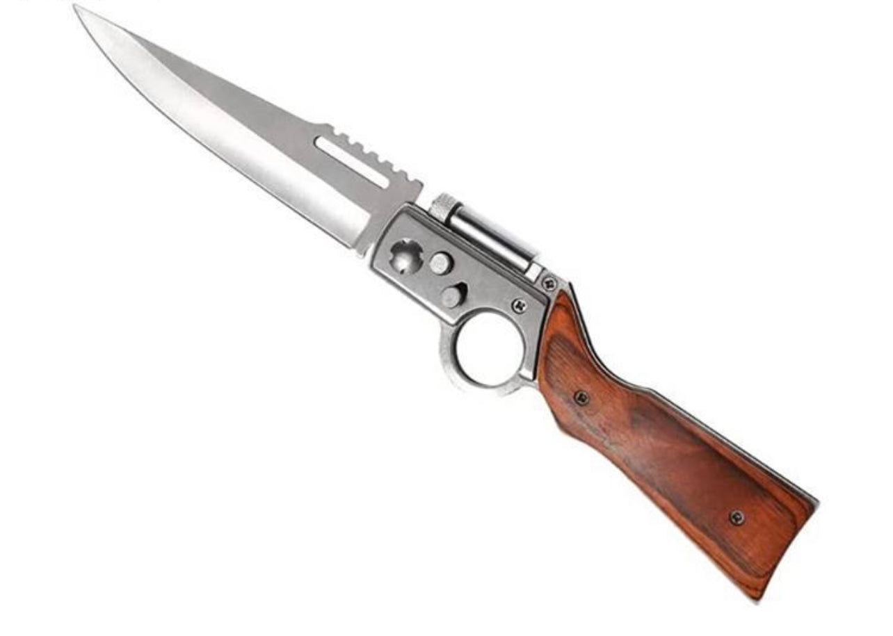 Rifle-Shaped Folding Knife with LED Light and Carrying Case