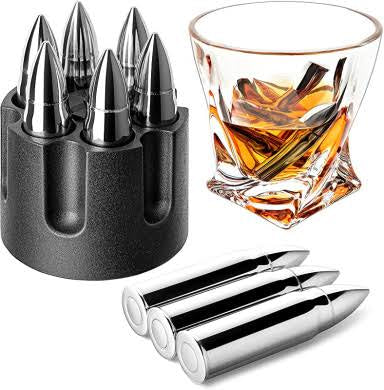 Whiskey Bullet Stones, Stainless Steel Whisky Rocks, Reusable ice cube Metal Ice