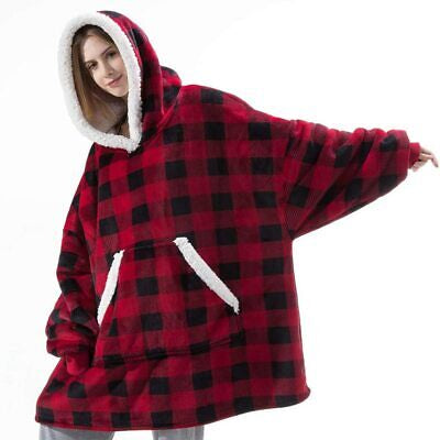 Winter Warm Fleece Hooded Blankets  - Plush Fluffy Wearable Sofa Blanket Hoodie