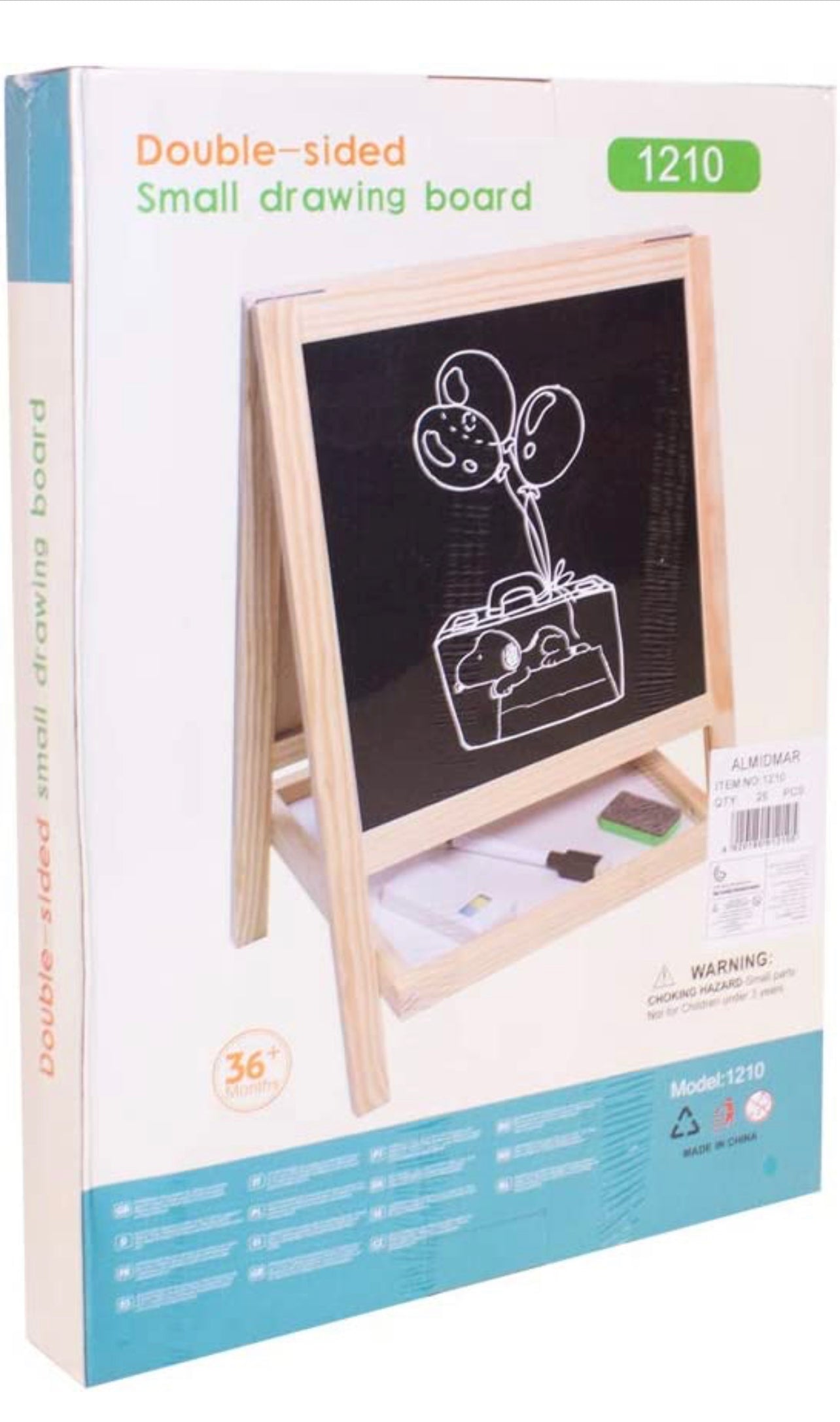 Double Sided Small Drawing Board , Chalkboard Adjustable Standing Easel Holder for Kids