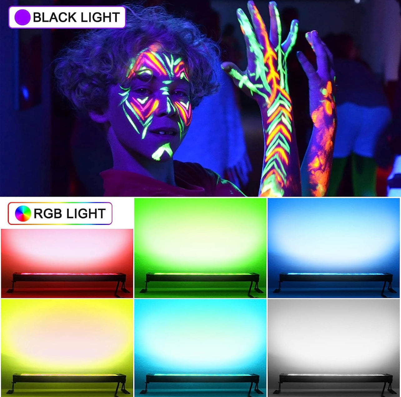 48W LED Black Light Bars, Outdoor Color Changing RGB