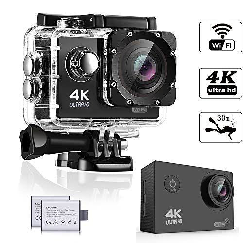 4K Ultra HD Sports 30M Water Resistant Camera - Black