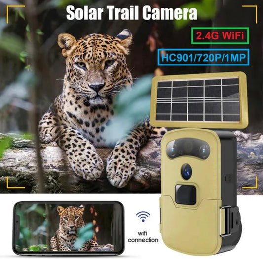 Trail Trap Camera Portable Hunting Trail Camera Solar Panel Powered Night Vision Tracking Surveillance Photo Traps