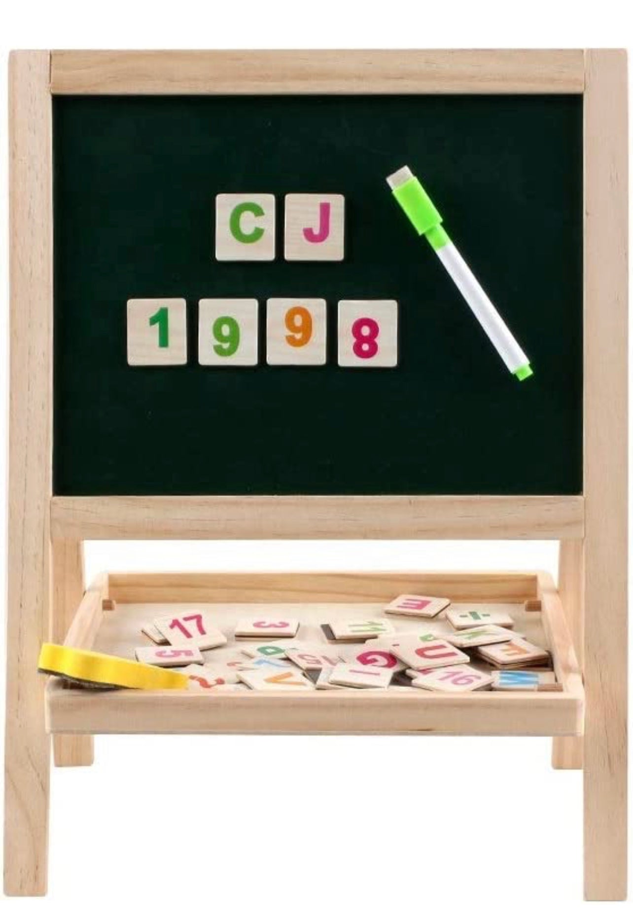 Double Sided Small Drawing Board , Chalkboard Adjustable Standing Easel Holder for Kids