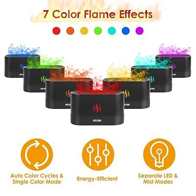 3D Flame Air Humidifier Essential Oil Ultrasonic Aroma Diffuser Home/Office Mist