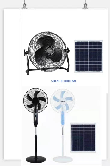 Solar Fan Rechargeable Stand Fan with FREE Solar Panel 3 Modes 16 Inches 45cm Stand Fan with USB/Light AC/DC White/Black