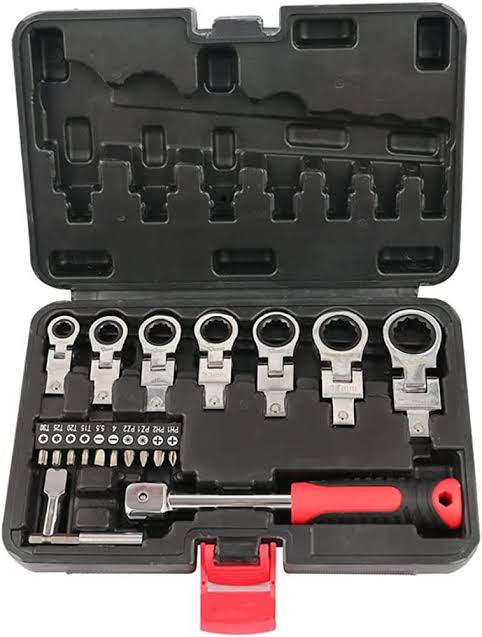 20Pcs Set Removable Movable Head Ratchet Wrench Durable Ratchet Combination Labor-Saving Automobile Maintenance Tool Set