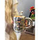 INS Style Electroplated Puffy Coffee Mug with Bearbrick Spoon - 400ml