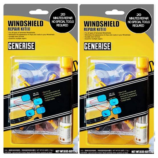 Windscreen Repair Kit Auto Windscreen Chip Repair Kit Tool for Chips, Cracks & Glass Repair - Includes Glass Repair Fluid Plus Anti-Slip Dashboard Mat