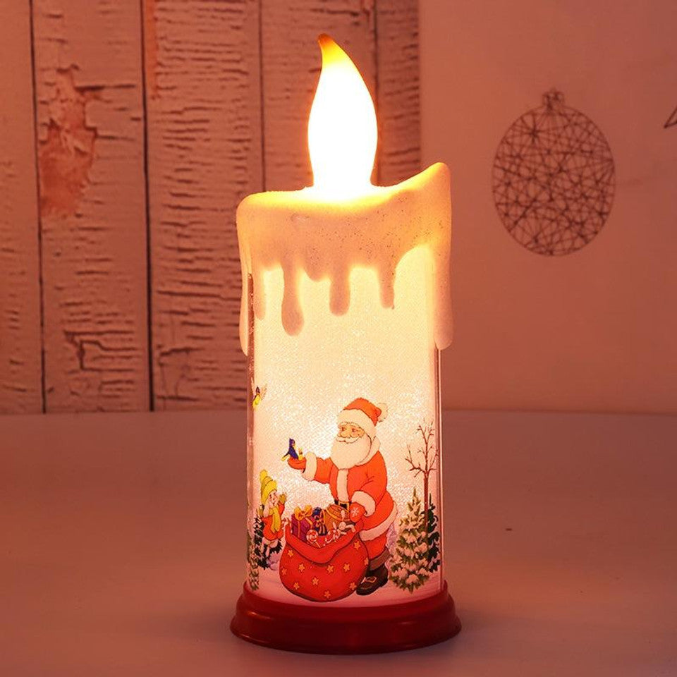 Candle Light Christmas Atmosphere Decoration LED Tea Light Fireless Flameless Battery Operated Plastic Lamp, Snowman