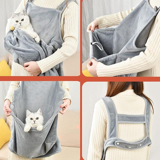 Coral Fleece Warm Cat Sling Carrier Chest Apron