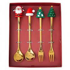 Christmas Deer Dessert Spoon Set 4 piece