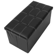 Double faux leather ottoman