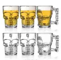 6Pcs Skull Face Beer Glass Mug with Handles