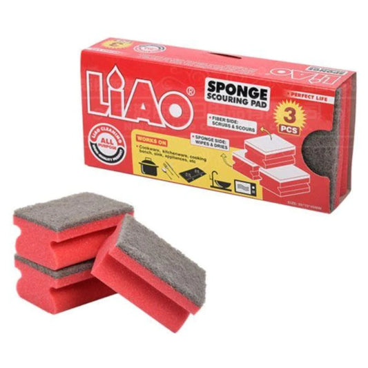 LiAo Safe Grip Sponge Scourer Pack Of 3