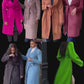 Winter Long Dress Coat Classic Lapel Open Front Jacket Outerwear with Belt Maxi Overcoat-Various Colours