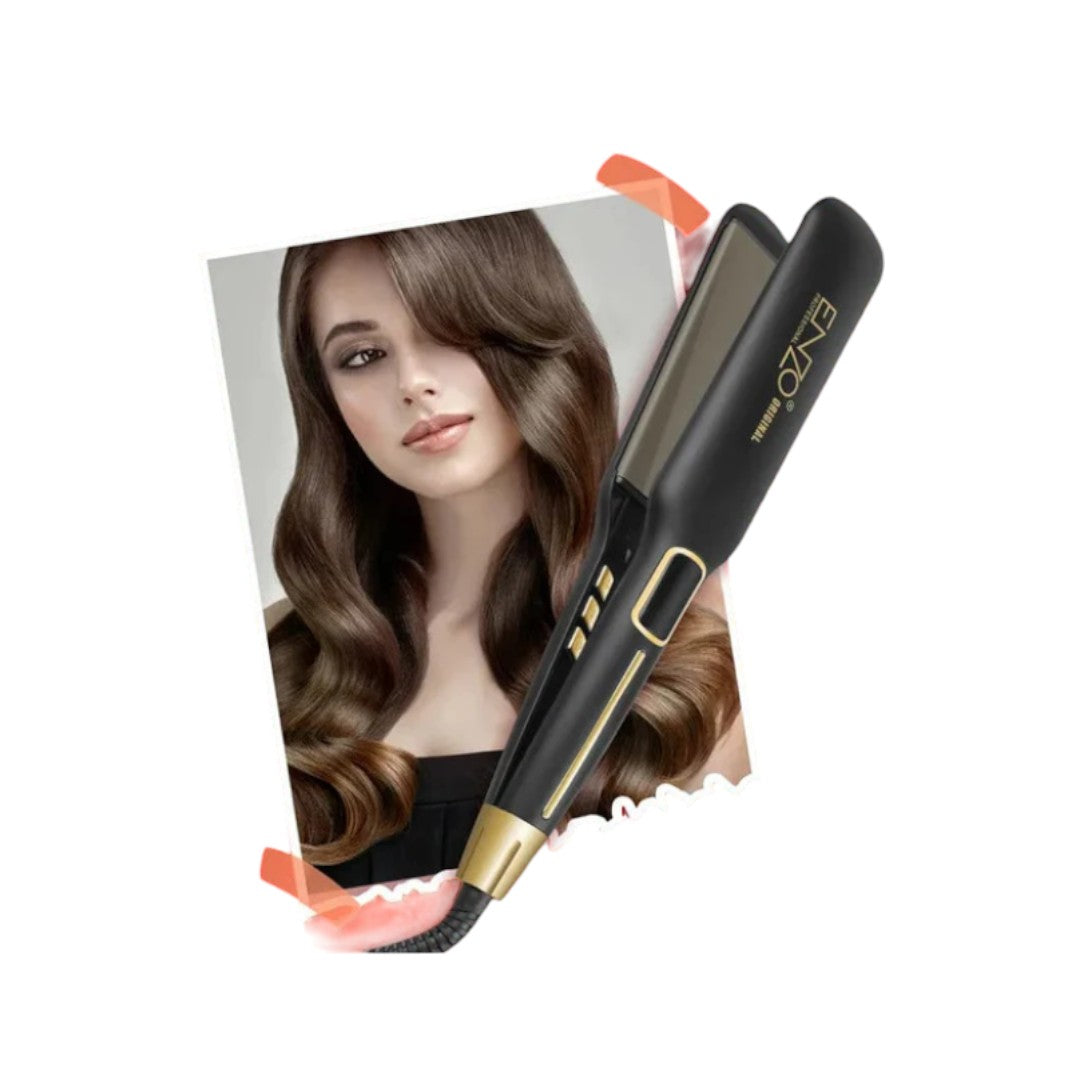 ENZO  Professional Portable Travel Fast Ceramic Titanium Wide Plate Ionic Flat Iron