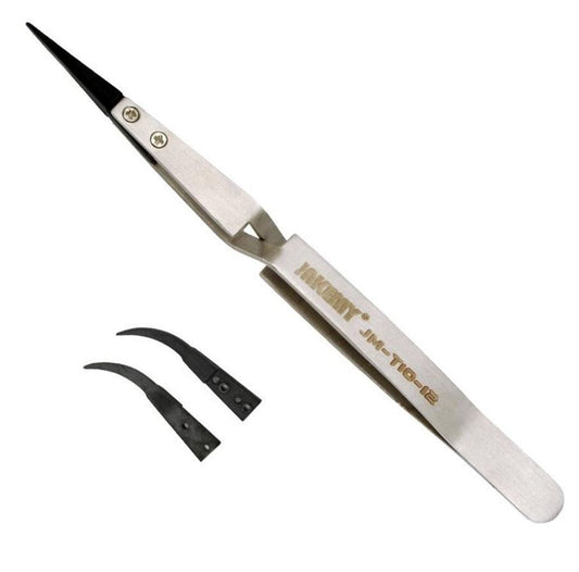 Replaceable Anti-static Straight Tweezers with Curved Tips