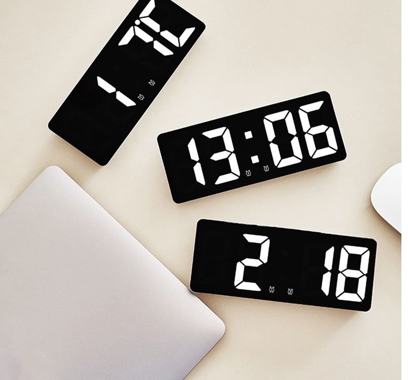 Slim Line Alarm Clock With USB DC Cable-Black